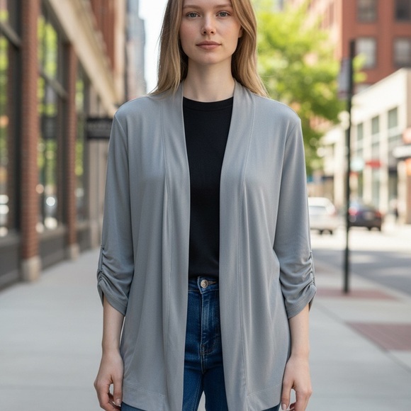 Chico's Sweaters - Chico's Gray Travelers Cardigan